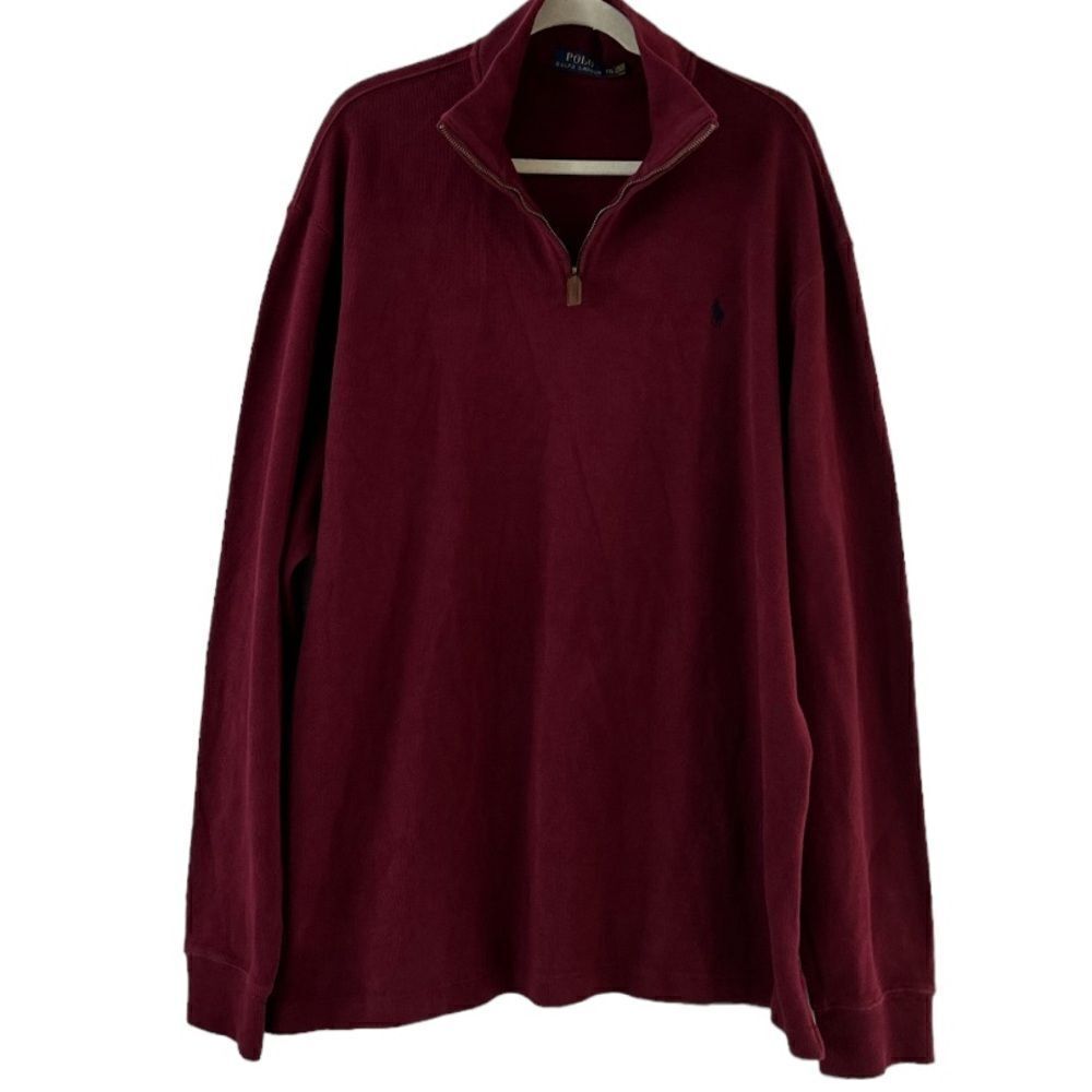 Polo Ralph Lauren Burgundy Quarter-Zip Pullover Sweater Sweatshirt Size XXL